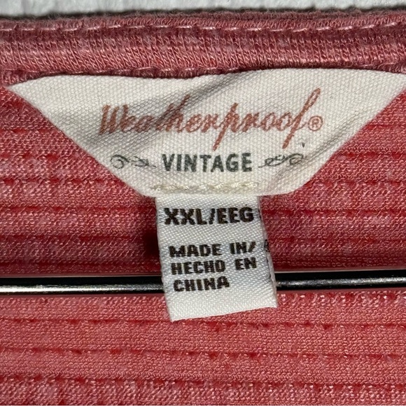 Weatherproof Vintage Women's Pink‎ Salmon Tie Front Button V-Neck Short Sleeve - Picture 4 of 16